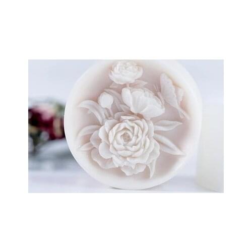 2D flower with Butterfly Pattern Handmade Soap Mold DIY Gift DIY Round Flowers Silicone Mold Clay Resin Aroma Stone Moulds