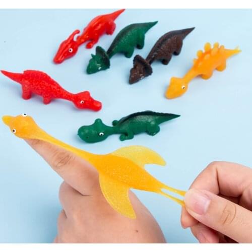 6 pc/set Prank Gadgets Pop It Fidget Stress Slingshot Dino Dinosaur Kids Toys Boys Relief Anti Anxiety J0570