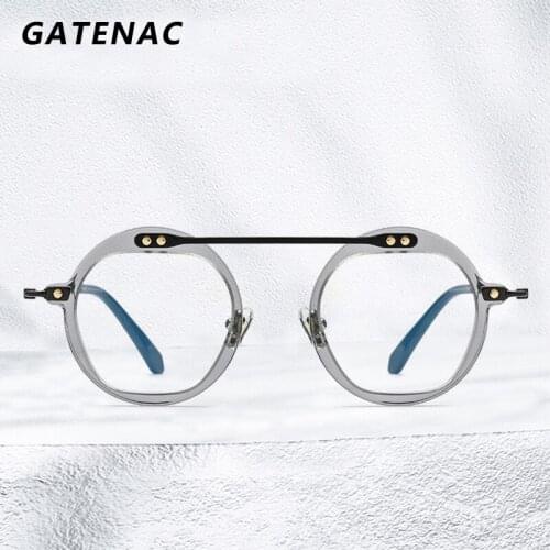 Acetate Titanium Glasses Frame Men 2021 New Retro Polygon Transparent Prescription Eyeglasses Frame Women Myopia Optical Eyewear