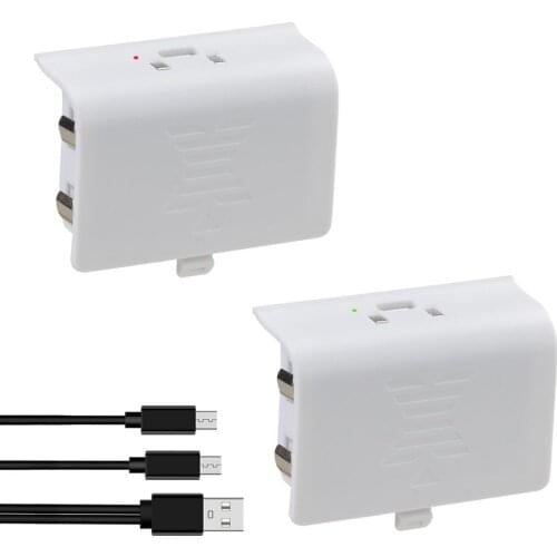 2Pack Ni-Mh Battery for Xbox One / Xbox One S/Xbox One X/Xbox One Elite Wireless Controller with 2-in-1 USB Charging Cable