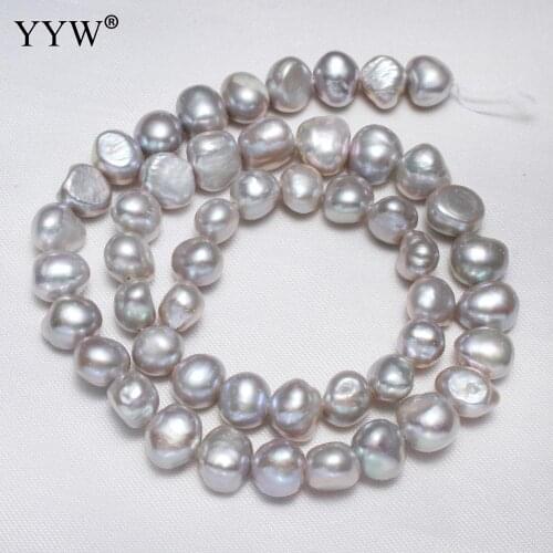 YYW High Quality Cultured Baroque Freshwater Pearl Beads Nuggets grey 8-9mm Approx 0.8mm Sold Per 14.5 Inch Strand