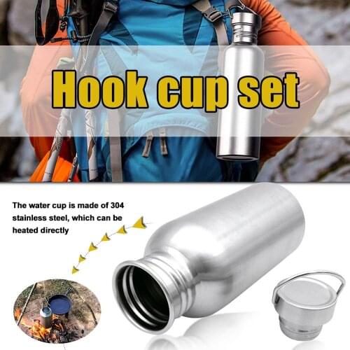 Outdoor Camping Bottle 750ML Single Soldier Hook Water Cup with Stainless Steel Heater Water Bottle Camping Accessory