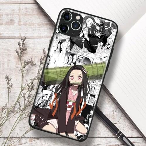 Nezuko Kamado Kimetsu no Yaiba anime Soft TPU Glass Phone Case for IPhone SE 6s 7 8 Plus X Xr Xs 11 12 Mini Pro Max Samsung