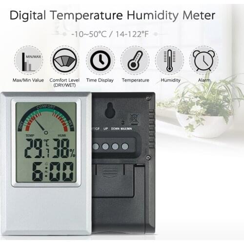 Digital Comfort Level Testing Tools Garden Lawn Temperature Humidity Meter Sensor Max Min Value Alarm Clock Indoor And Outdoor