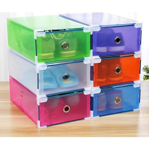 Colorful Stockable Shoe Box Storage Organizer Drawer Style Shoe Organizer