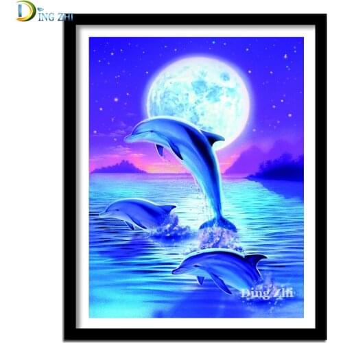 Dolphins Pictures Diamond Mosaic Animal 5D Diy Diamond Painting Full Square Round Drill Cross Stitch Embroidery Home Decor Gift