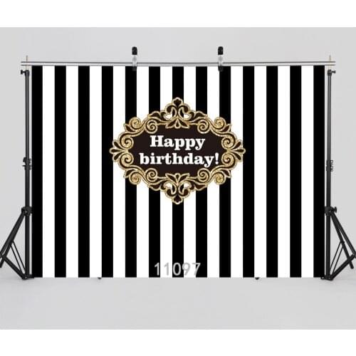 Children Baby Birthday Party Black White Stripes Photography Backdrops for Photo Studio Shooting Vinyl Backgrounds Photophone
