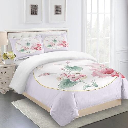 Home Solid Color Plant Printing Bedroom Mens and Womens Bedding Set Large Quilt Set Bedspread Set 2 / 3 Pieces Home Textiles