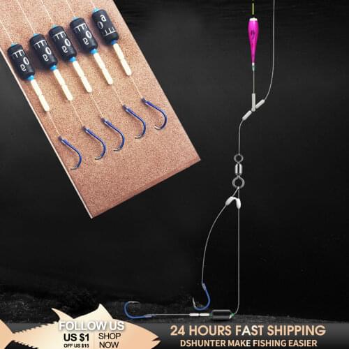 5Pcs/Lot Double Hooks Japan Fishing Hook with snap rolling swivel Anti-bite fishing Nylon line saltwater Carp Hook Accessories