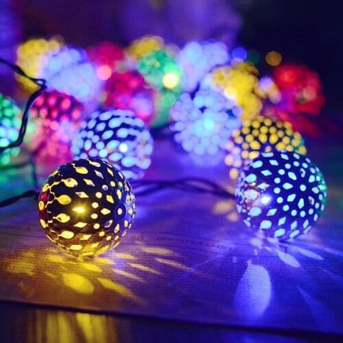 3M20LED String Lights Battery Operated Moroccan Ball Light Bedroom Fairy Lights for Indoor Patio Garden Christmas Party Decor