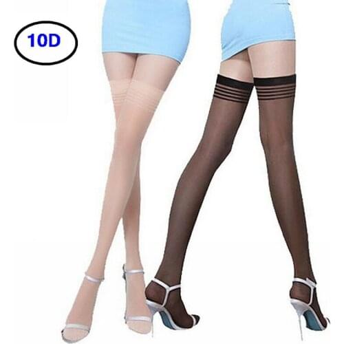 10D Ladies Christmas Sexy Non-slip Nylon Stockings Transparent Over The Knee Long High Thigh Underwear Black Zebra Stockings