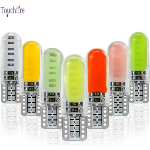 200pcs T10 W5W COB 194 168 Silicone Car Blub Auto Parking Reading Interior Dome Map Light Blue White 6000K 12V Wholesale