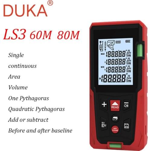 2021 DUKA LS3 Laser Rangefinder Distance Meter 60M 80M Electronic Roulette Digital Ruler Trena Laser Tape Measure Range Finder