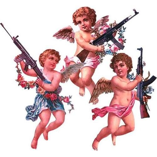 Fashion Patches for clothing Angel Guns Picture Stickers Iron On Patch Transfer Strange Things Diy Clothes Painting Street Icon