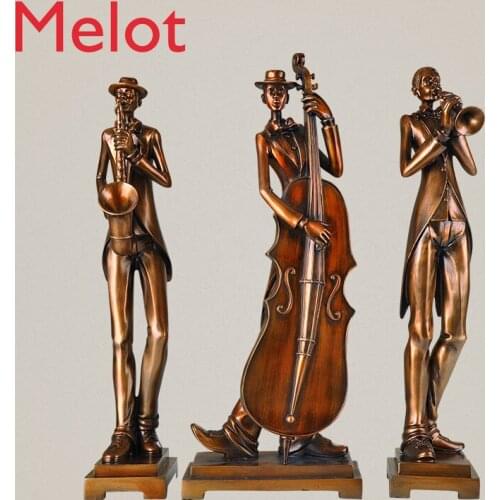 Continental Retro Three Piece Musical Ornaments Jewelry Crafts Instrument Sculpture Sax Violin Trumpet Art Home Furnishing Model