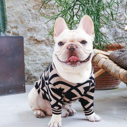 Soft Dog Sweater Classic Pet Casual Outfit Costume Fashion Cardigan Sweater Knit Jacket For Schnauzer Bulldog Puppy Clothes