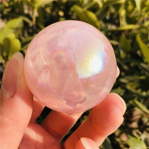 Natural Crystal Powder Rose Quartz Point Fit Ball Electroplating Crystal Ball Magic Reiki Gift Decoration Stone