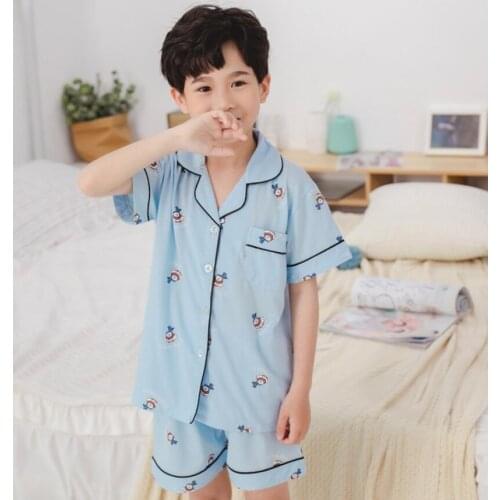 New Kids Pajamas Set Cotton Children Pijamas Suit Cardigan BoyS Nightwear Sets Kid short Sleeve Unisex Sleepwear Girls Homewear