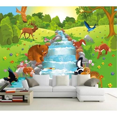 Beibehang Customized wallpaper 3d Nordic minimalist cartoon animal forest childrens room background wall paper Papel de parede