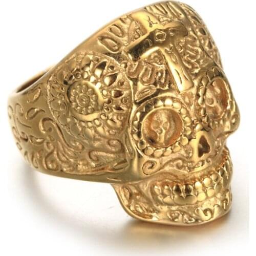 European and American retro stainless steel skull ring titanium steel mens ring jewelry