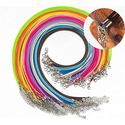 Necklace rope 10 Pcs/lot 2 mm Handmade Adjustable Braided Rope Necklaces Lobster Clasp String CordClamp type Korean wax rope