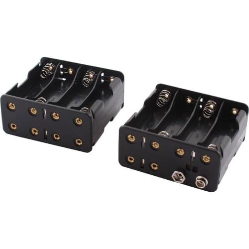 Set Sale 2pcs 8 x AA 2-Side Battery Case Holder Box w 12V Snap Connector