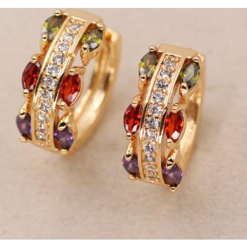 RLOPAY fashion Cute Hoop Earrings for Women Gold Color Round colorful Earrings Luxury Jewelry for Wedding Anniversary acessories