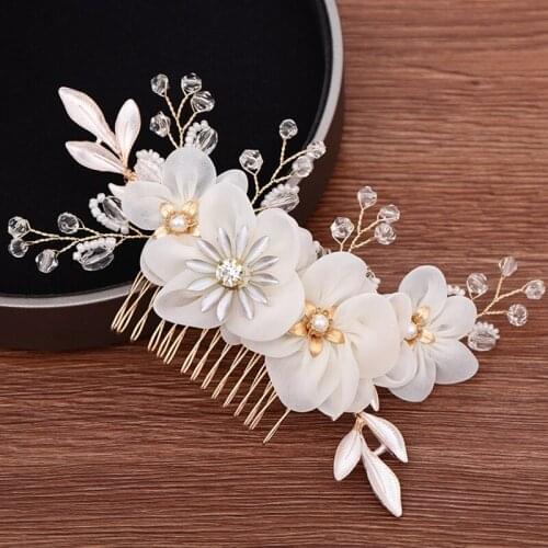 Luxury White Flower Wedding Hair Comb Hair Accessories Handmade Bridal Hair Combs Women Hairpins Wedding Hair Jewelry