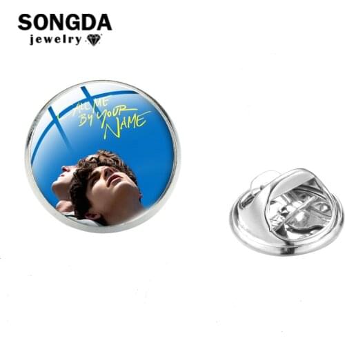 SONGDA Call Me by Your Name Lapel Pins Movie Collection Art Poster 3D Printed Glass Cabochon Brooch Pin Clothes Badge Fans Gift