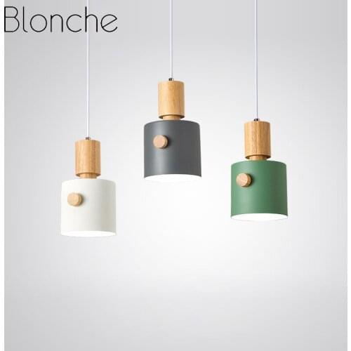 Modern Macaron Pendant Light Wooden Hanging Lamp E27 Led Bulb Nordic Fixtures Bedroom Bedside Kitchen Living Room Loft Luminaire