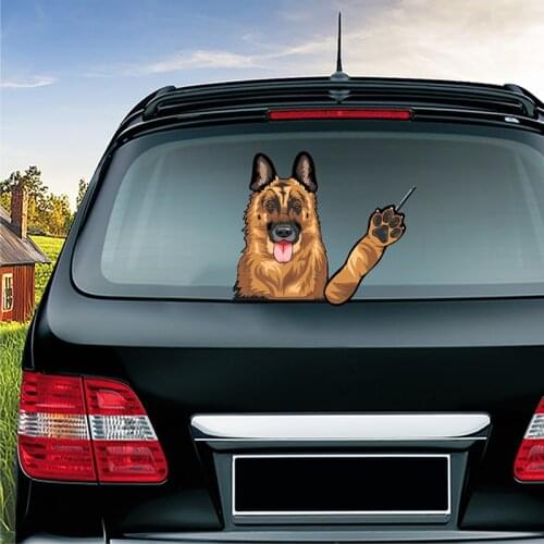 Tancredy German Shepherd Moving Tail Stickers Reflective Car Stickers Rear Window Wiper Decals Windshield Sticker 28cm