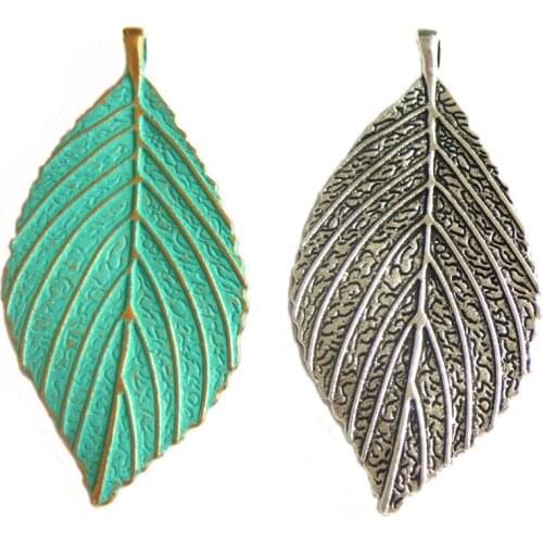 4PCS Vintage Bronze Verdigris Patina Large Metal Leaf Charms Pendants for DIY Necklace Earrings Jewelry Findings