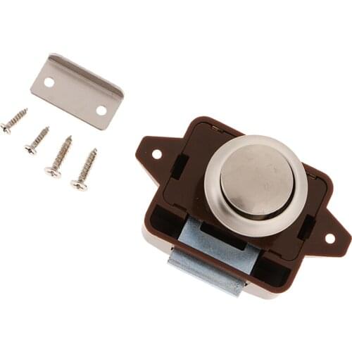 Push Button Latch Catch Lock For RV Boat Drawer Cupboard Cabinet Door Brown