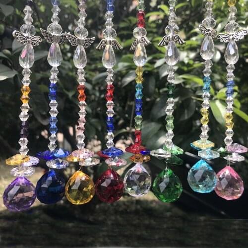 1PCS Chakra Crystal Angel Wings Suncatcher Ball Prisms Pendant Hanging Feng Shui Decoration Wedding Ornaments