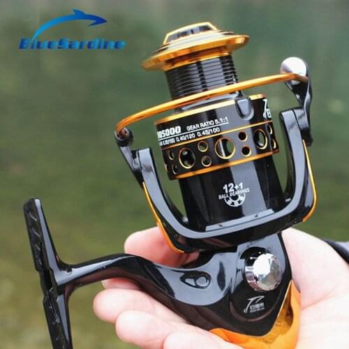 12+1 BB 5.2:1 Large Fishing Reel Metal Spool Spinning Reel Carp Carretilha Pesca Coil