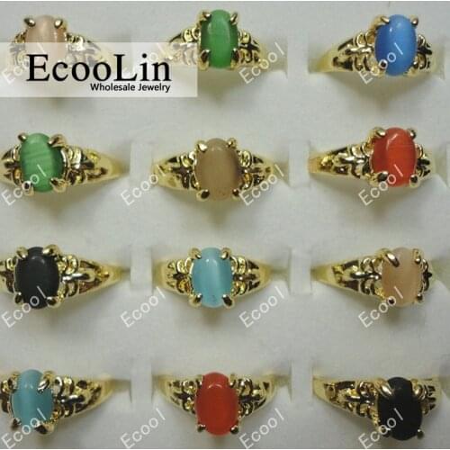 30pcs wholesale jewelry ring lot New mixed lots Fashion cat-eye gold women rings LB005 free shipping