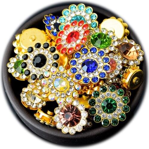 50p 14mm colour Sunflower glue-on sew on crystal glass rhinestones trim jewels gold base button beads for clothes craft DIY Bows