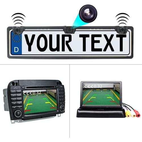 ANSHILONG European license plate Car Radar Video Parking Sensor Rear View System HD Camera 3 In 1