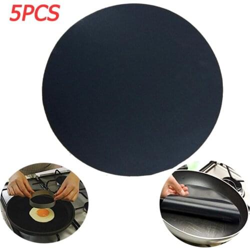 5PCS Reusable Round Non-Stick Mat Pan Fry Liner Sheet Cooking Wok Sheet Pad Oven Electric Grills Kitchen BBQ Baking Mats