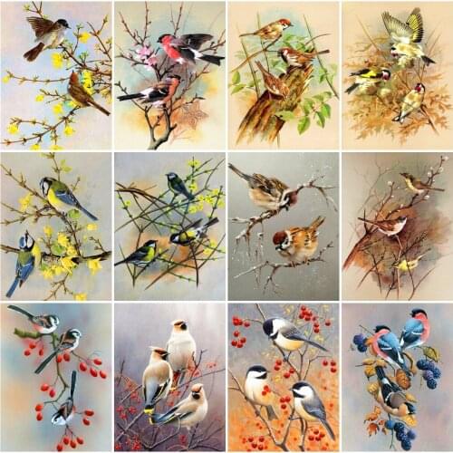 AZQSD 5D Diamond Painting Bird Cross Stitch Kits Rhinestones Diamond Embroidery Animal Mosaic Needlework Home Decoration Gift
