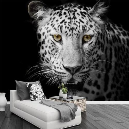 Beibehang Modern minimalist wallpaper mural black and white cheetah TV background wall living room background fashion leopard