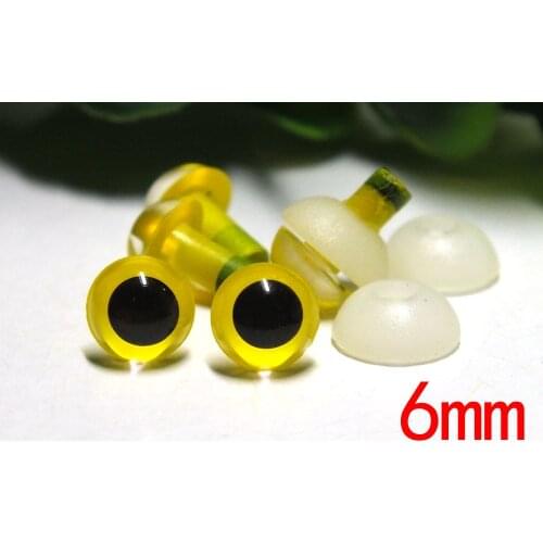 6mm yellow color Safety Eyes Plastic Eyes Animal Eyes Bear Eyes Plug -100pcs