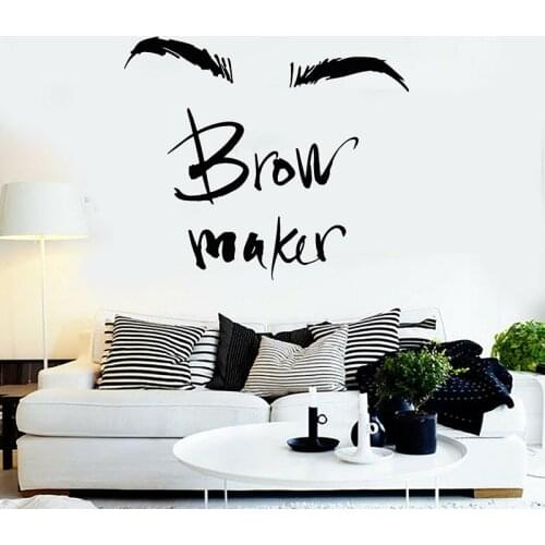 Brow Maker Makeup Eyebrows Master Beauty Salon Wall Stickers Vinyl Art Interior Decoration Room Window Decals Wallpaper S269