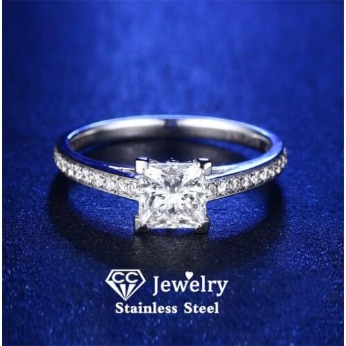 CC Trendy Rings For Women Cubic Zirconia Square Stone Ring Silver Wedding Engagement Jewelry Accessoreis Drop Shipping CC631