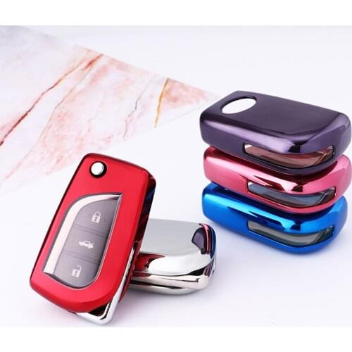 VOCR Car Key Cover Case Protective Shell for Toyota Camry Corolla C-HR CHR 2018 TPU Silver Blue Purple Black Red Pink