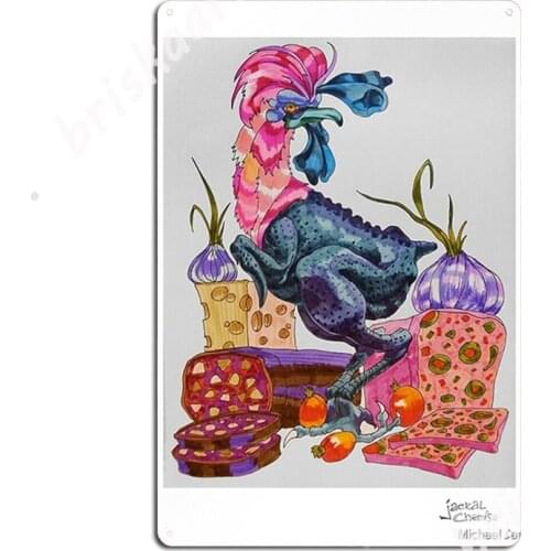 Black Silkie Chicken With Olive Loaf And Blood Sausage Metal Signs Wall Cinema Garage personalized Tin sign Posters