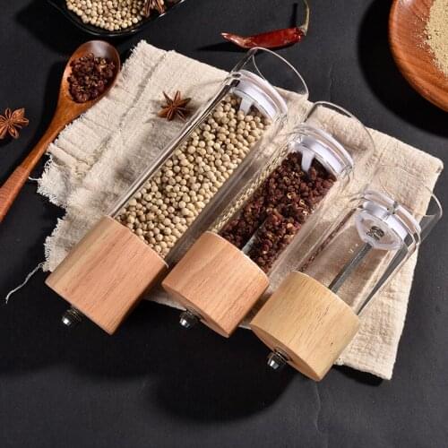 Wooden Salt and Pepper Mill Manual Spice Nuts Pepper Grinder Spice Jar Pepper Powder Seasoning Bottle Kitchen Cooking Bbq Tools