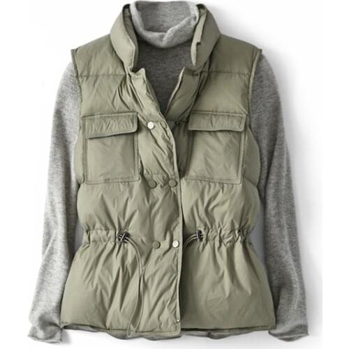 FMFSSOM Autumn 90% White Duck Down Down Coat Women Casual Sleeveless Light Down Vest Windproof Lightweight Warm Waistcoat Female