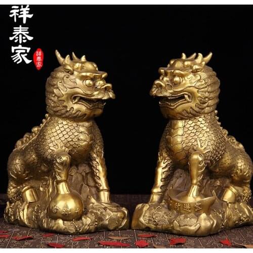 A town house defends the mighty kylin copper wealth feng shui ornaments