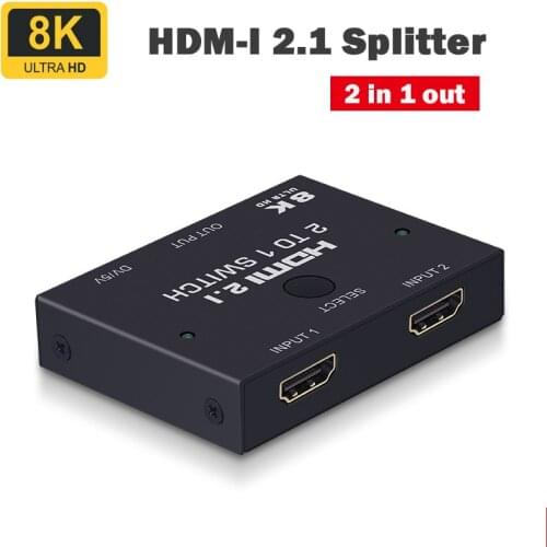 HDMI 2.1-compatible Switcher 2 in 1 out Ultra speed 48Gbps 8K@60Hz 4K@120Hz Switch adapter With switch button For HDTV Projector